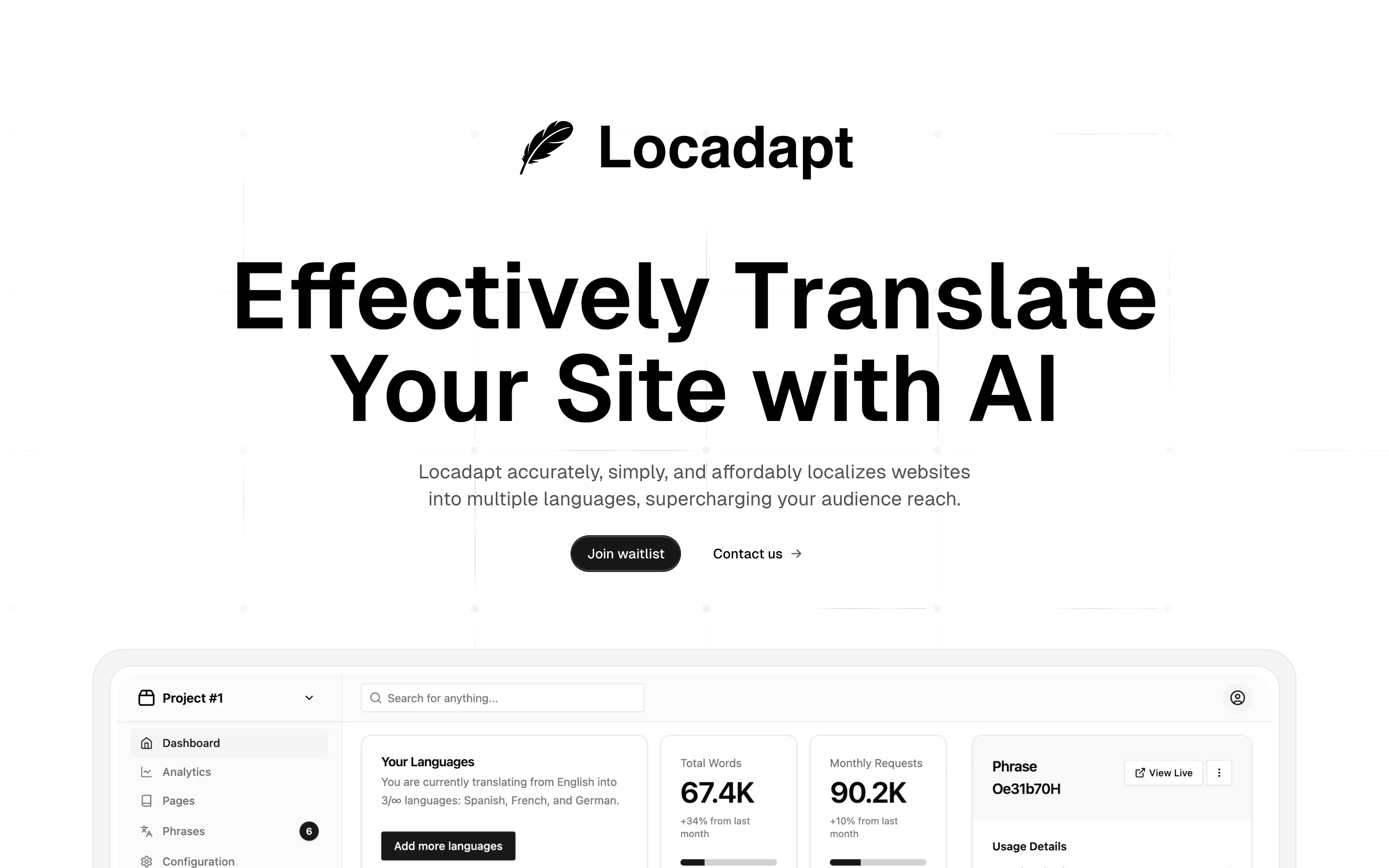 Locadapt Simple, AIpowered site Translation